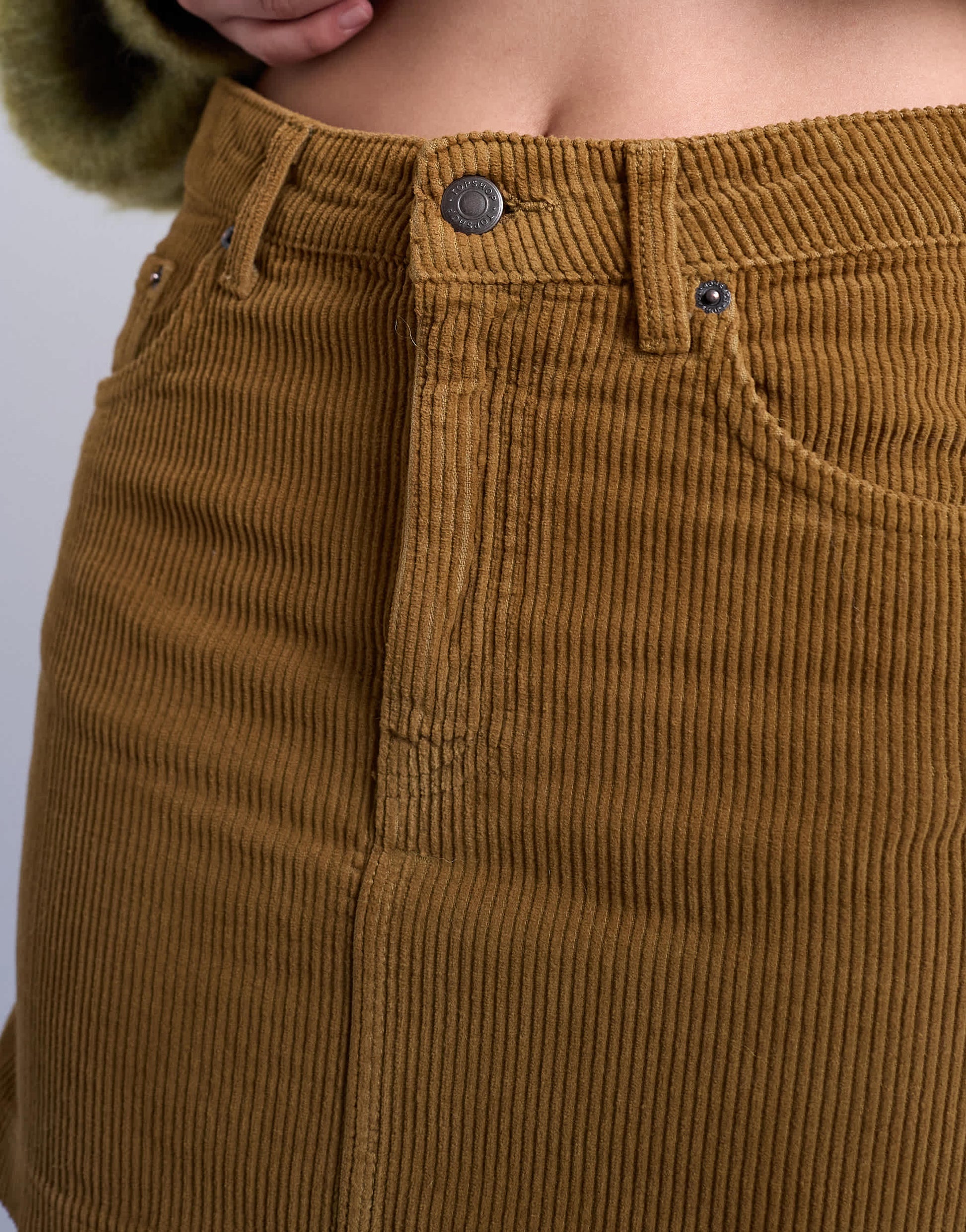 Topshop cord mini pelmet skirt in honey