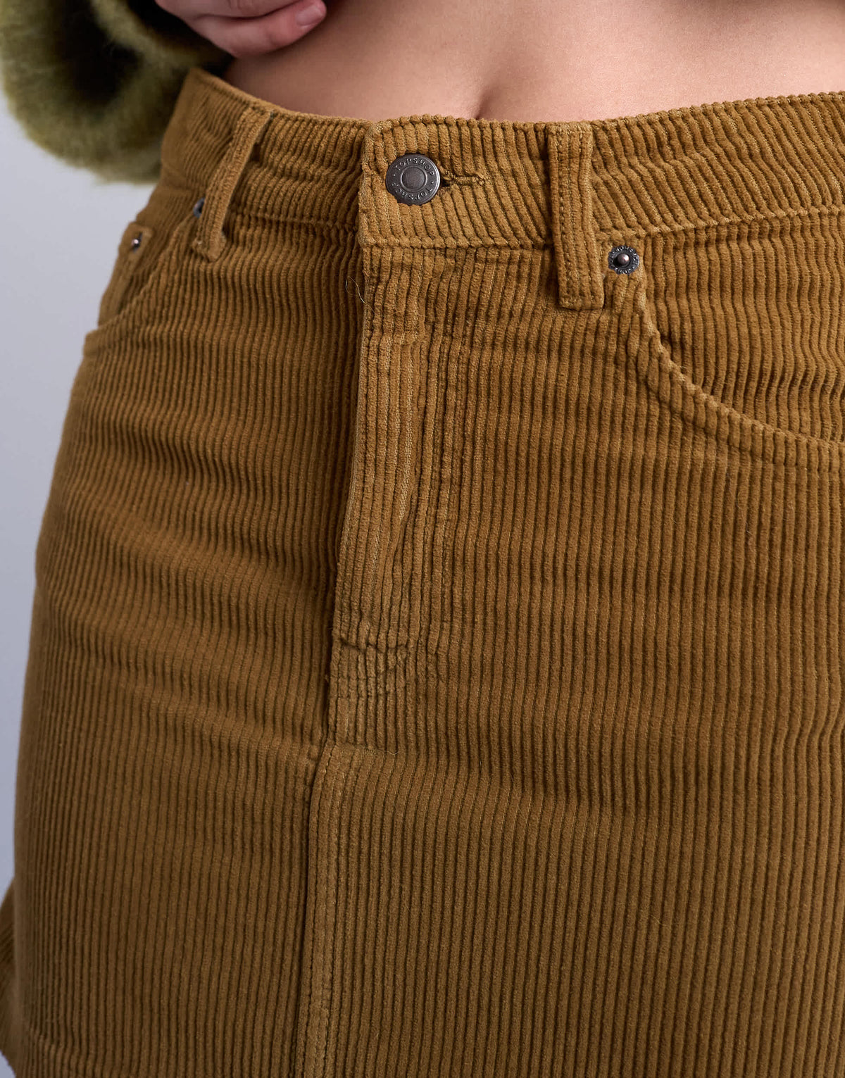 Topshop cord mini pelmet skirt in honey