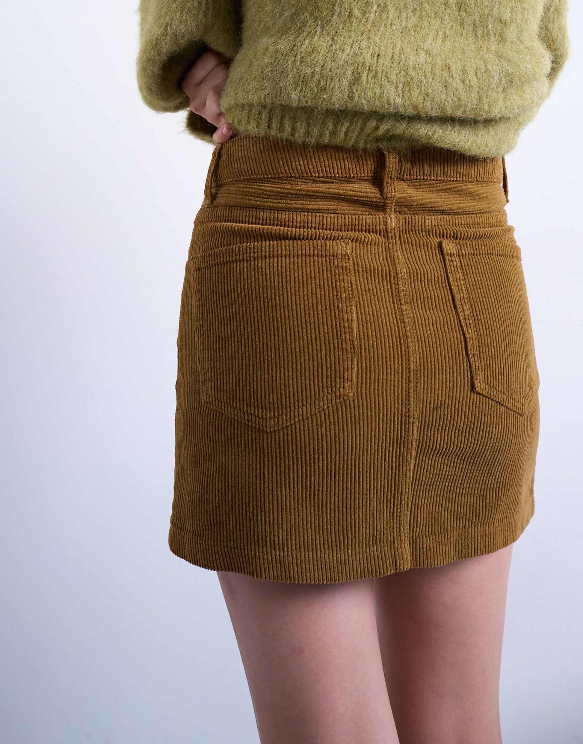 Topshop cord mini pelmet skirt in honey