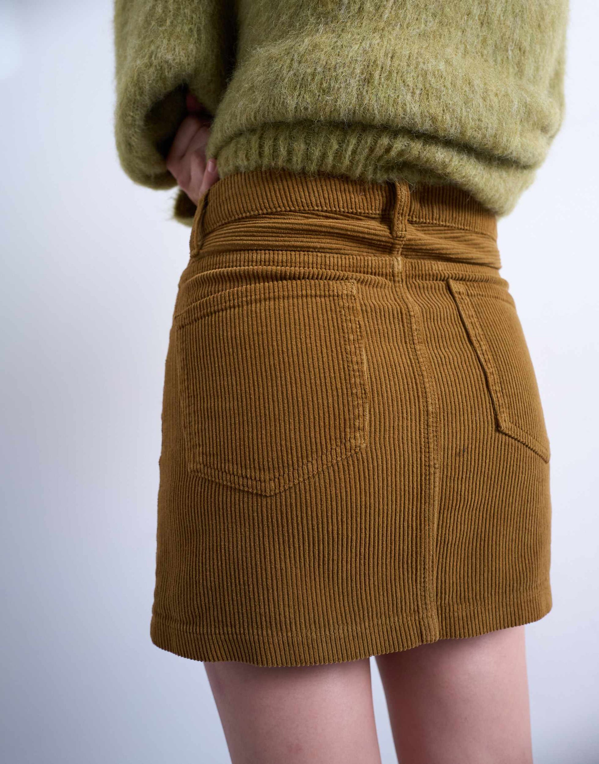 Topshop cord mini pelmet skirt in honey