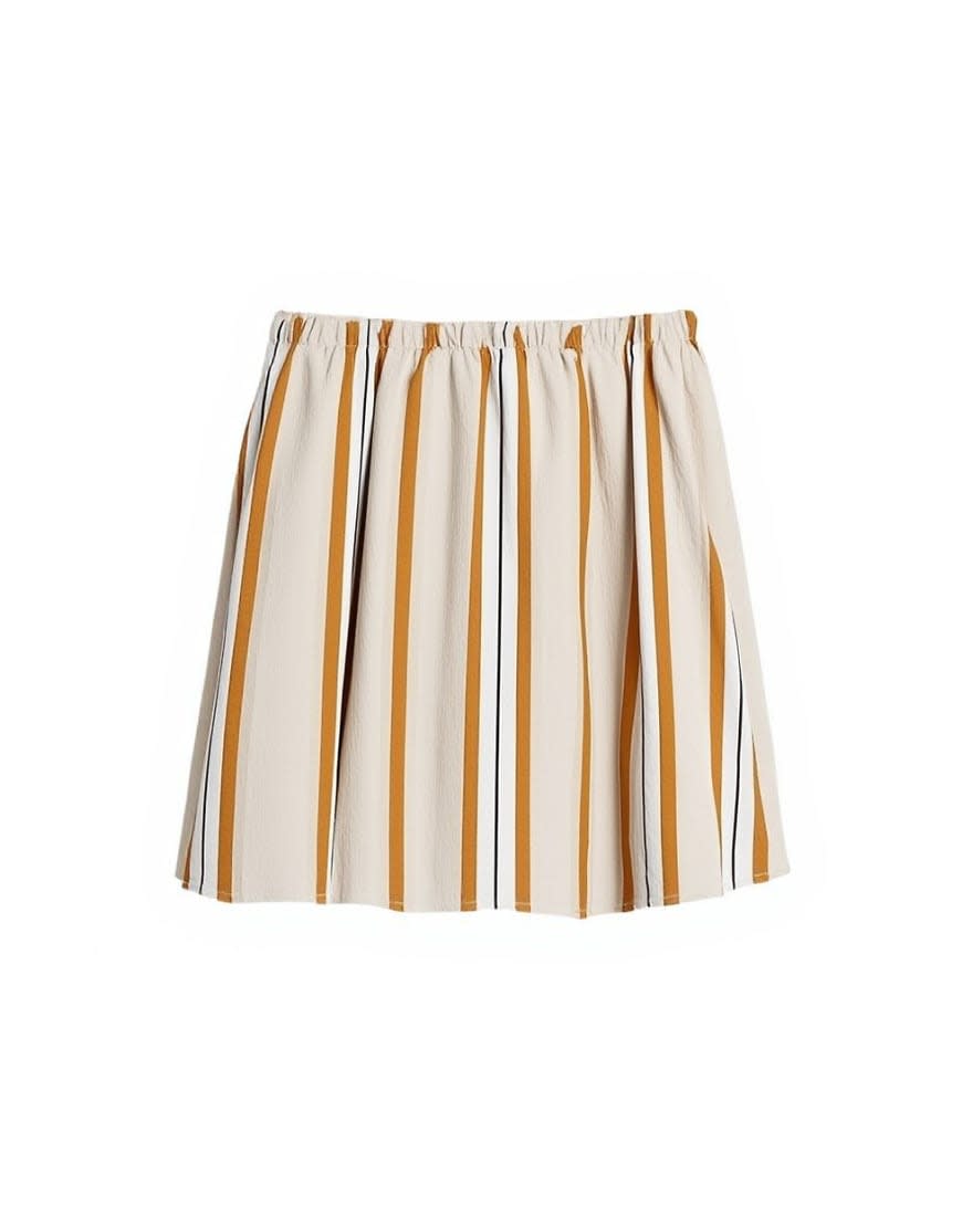Topshop elasticated mini skirt in sporty rust stripe