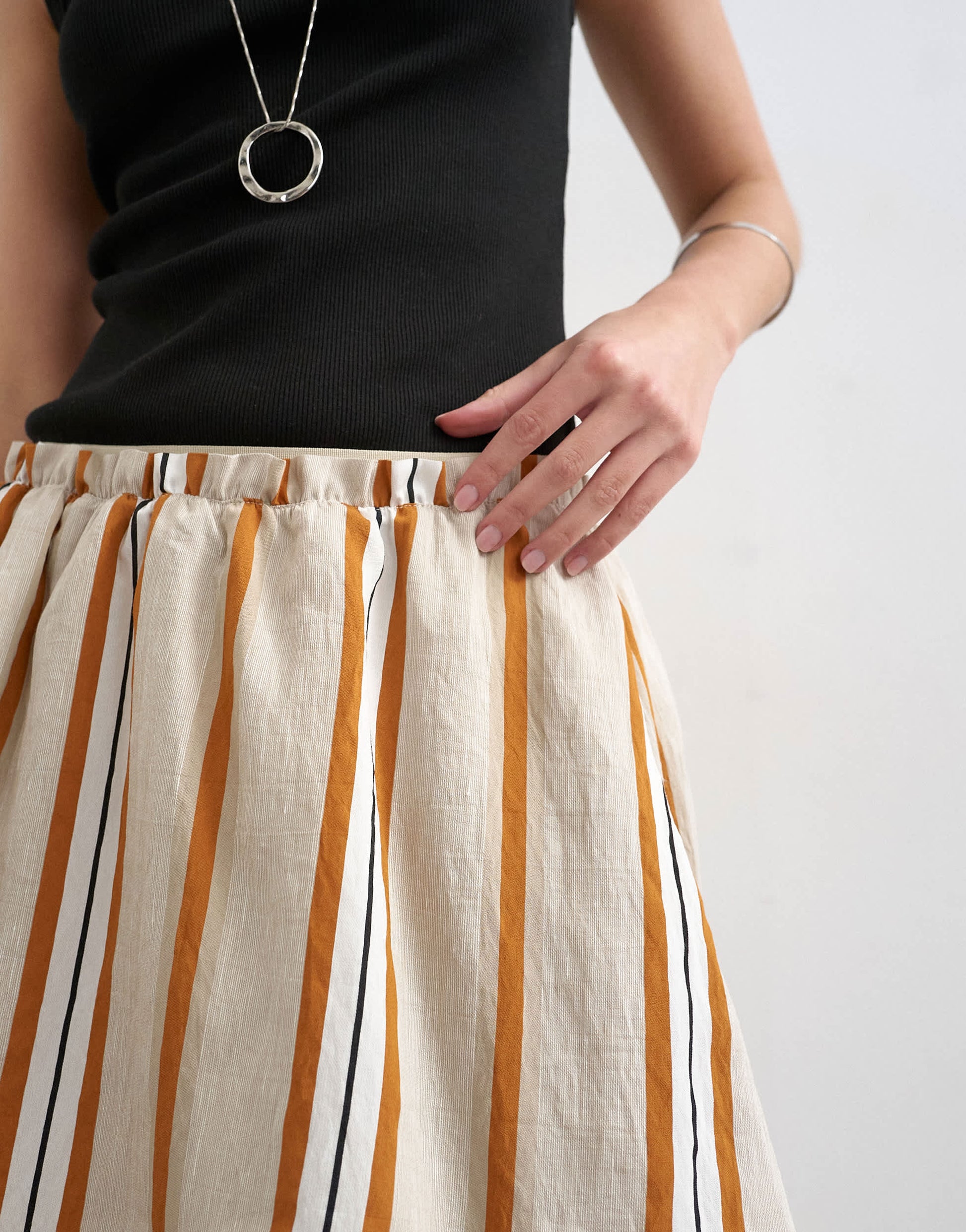 Topshop elasticated mini skirt in sporty rust stripe