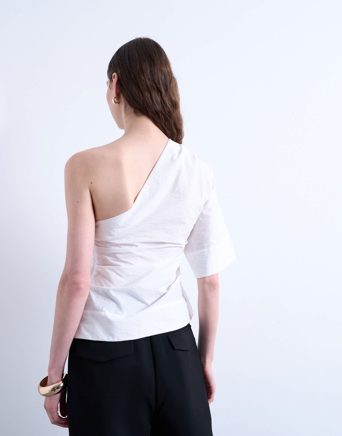 Topshop off shoulder drape neck top in white