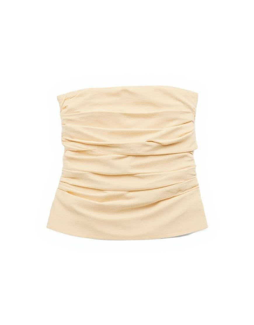 Topshop gathered bandeau top in buttermilk