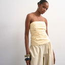 Topshop gathered bandeau top in buttermilk
