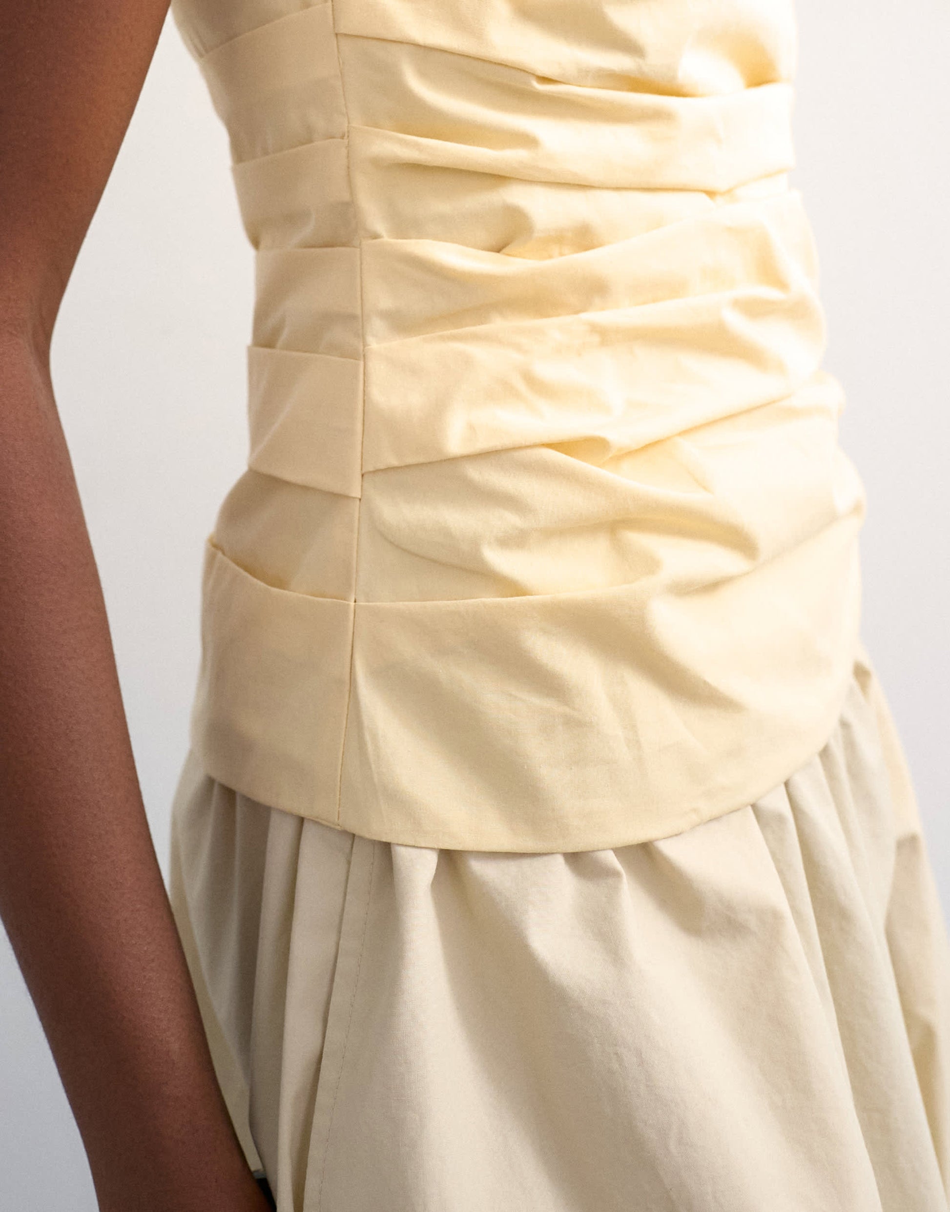 Topshop gathered bandeau top in buttermilk