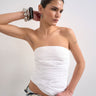 Topshop gathered bandeau top in white