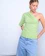 Topshop off shoulder drape neck in avocado green