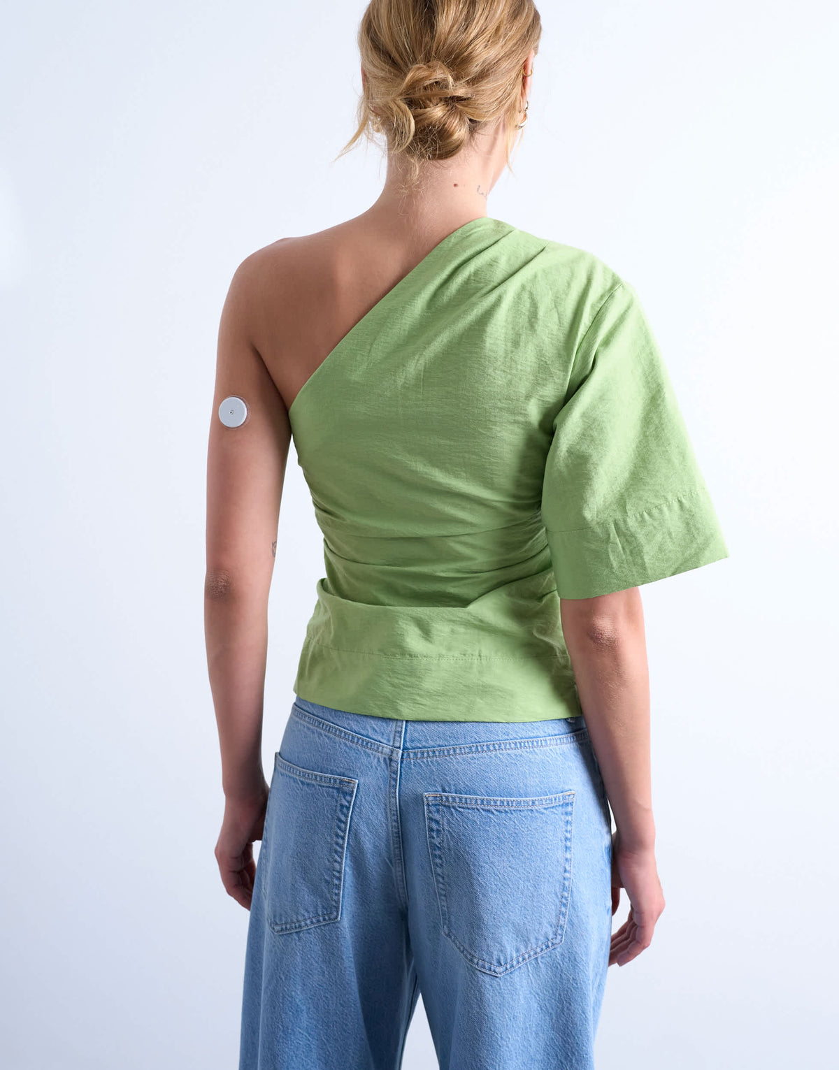 Topshop off shoulder drape neck in avocado green