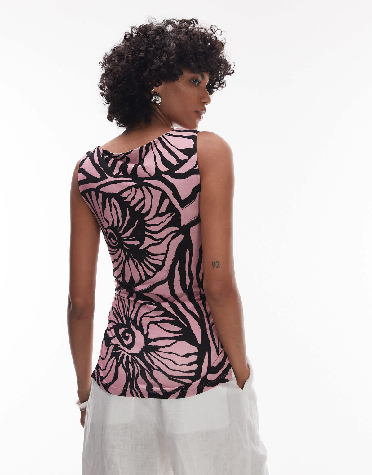 Topshop blurred floral print slash neck tank in multi