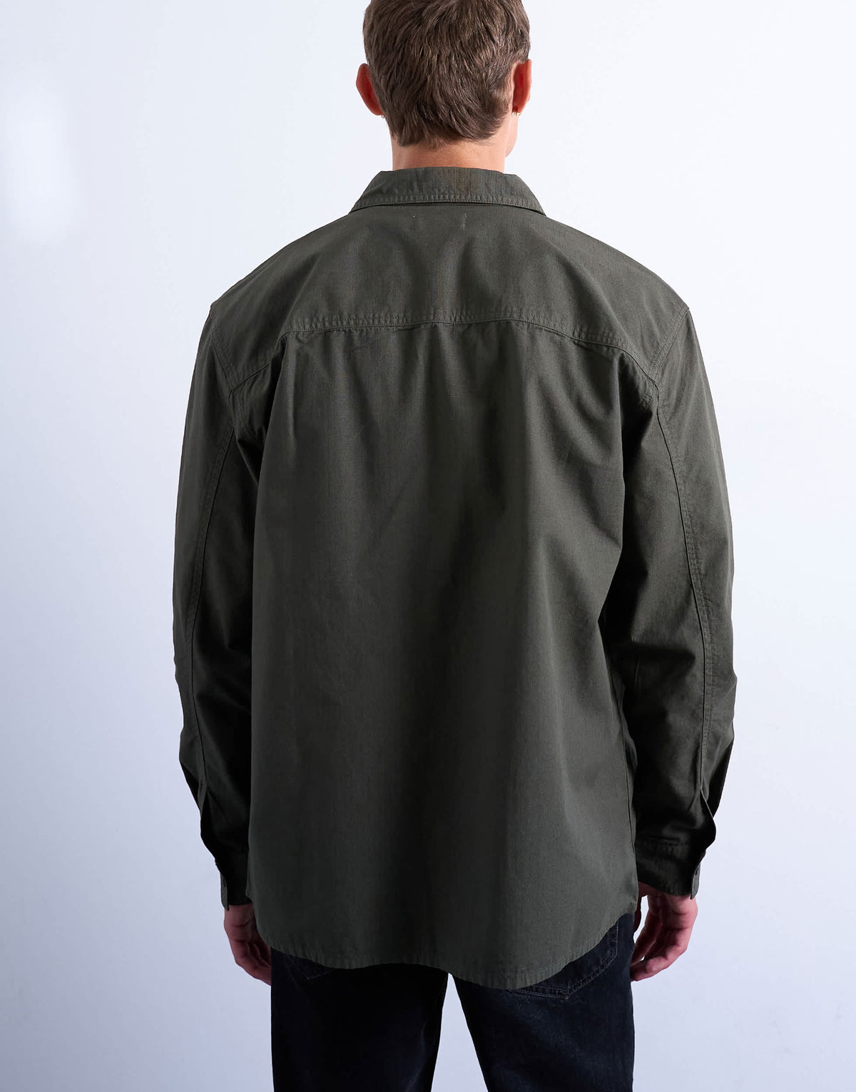 Topman regular fit ripstop overshirt in washed khaki