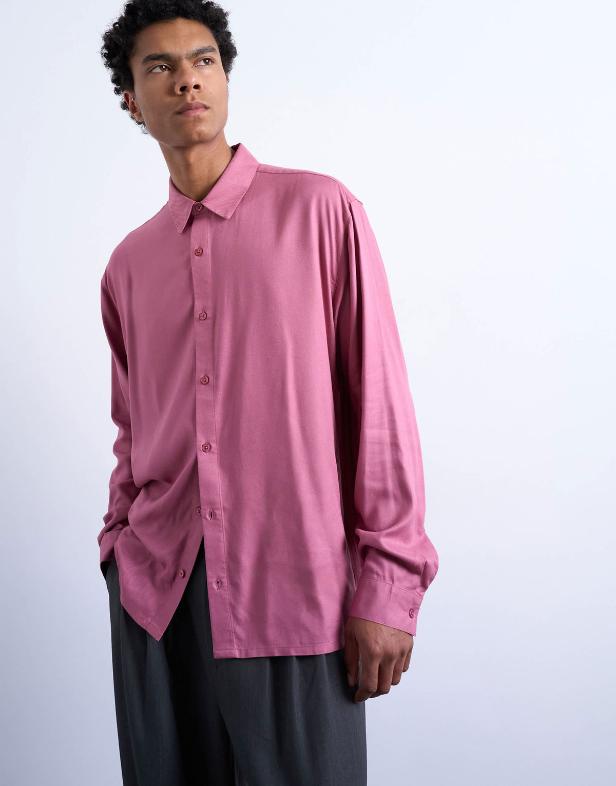 Topman relaxed fit viscose twill shirt in mauve