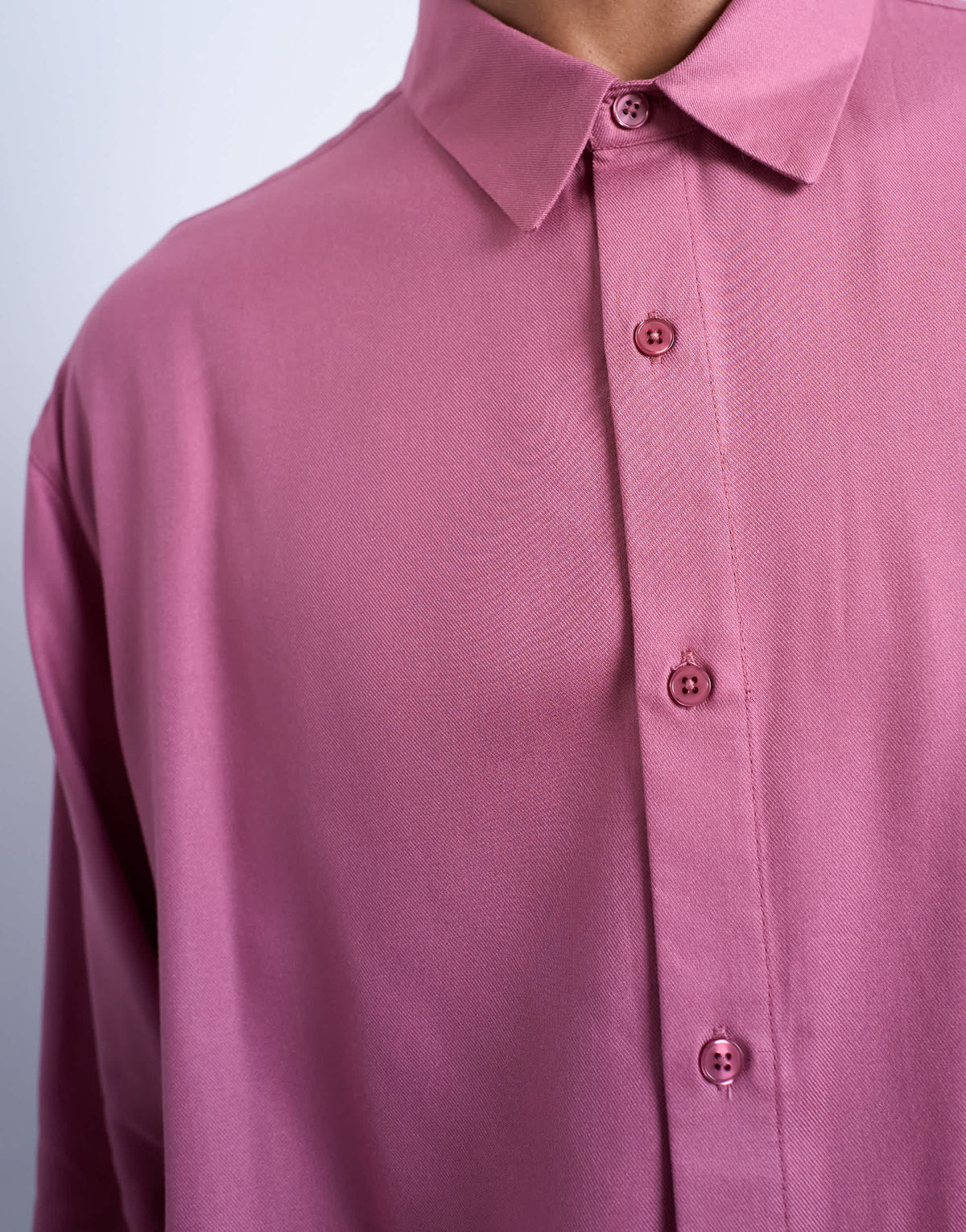 Topman relaxed fit viscose twill shirt in mauve
