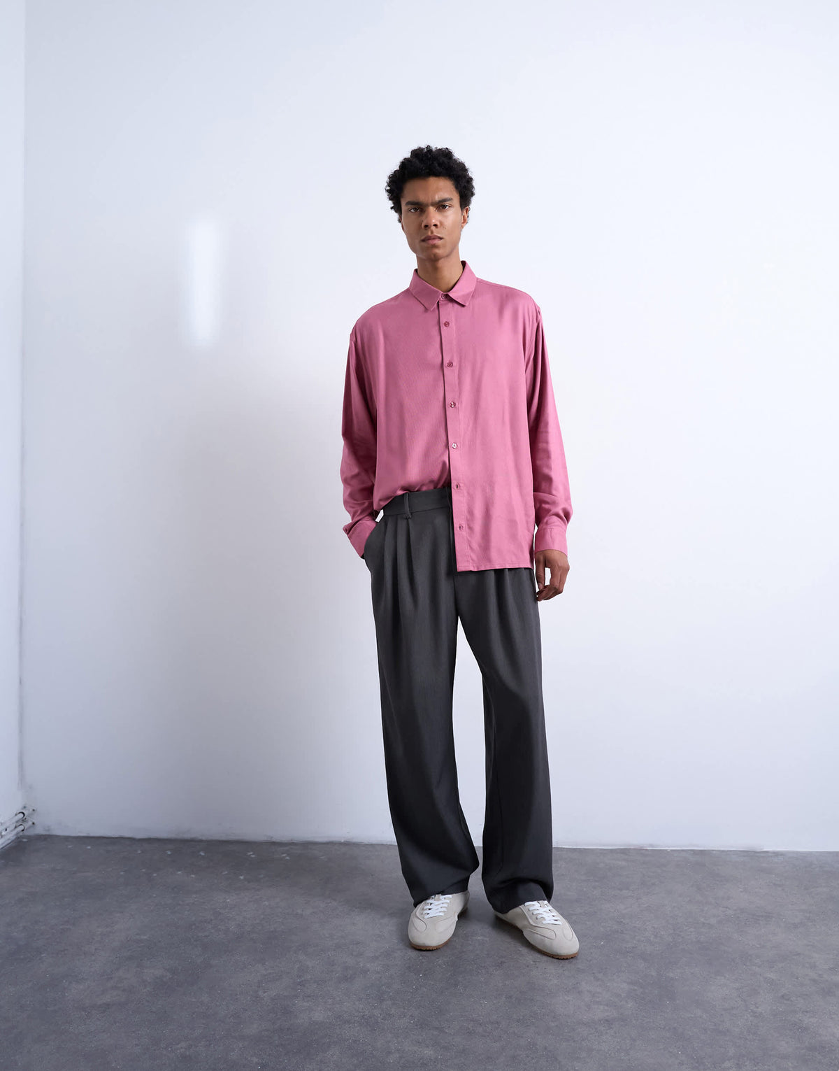 Topman relaxed fit viscose twill shirt in mauve