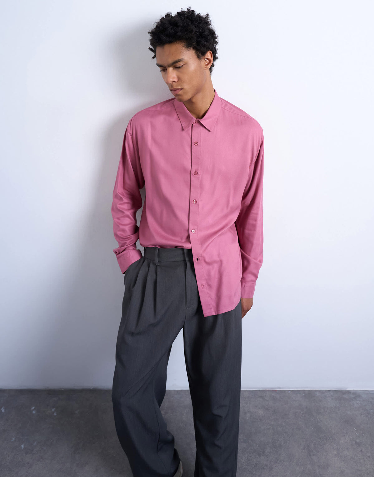 Topman relaxed fit viscose twill shirt in mauve
