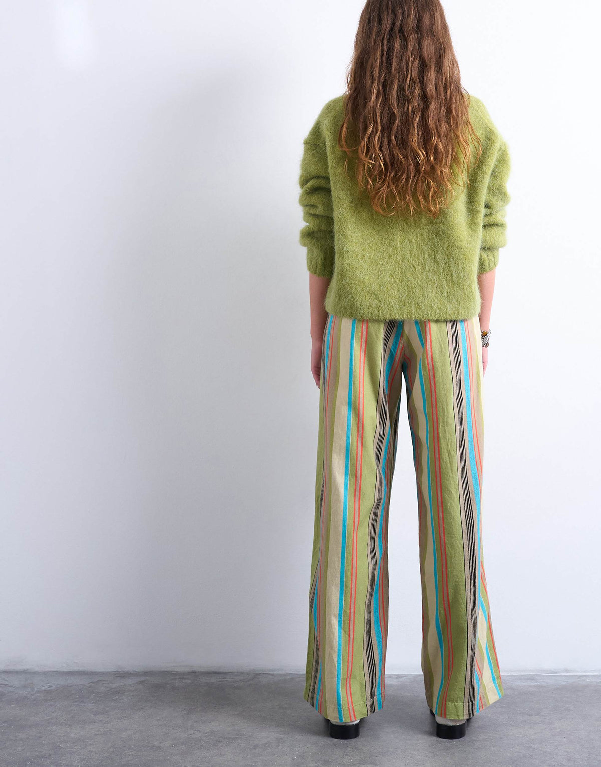 Topshop linen balloon trouser in multi stripe