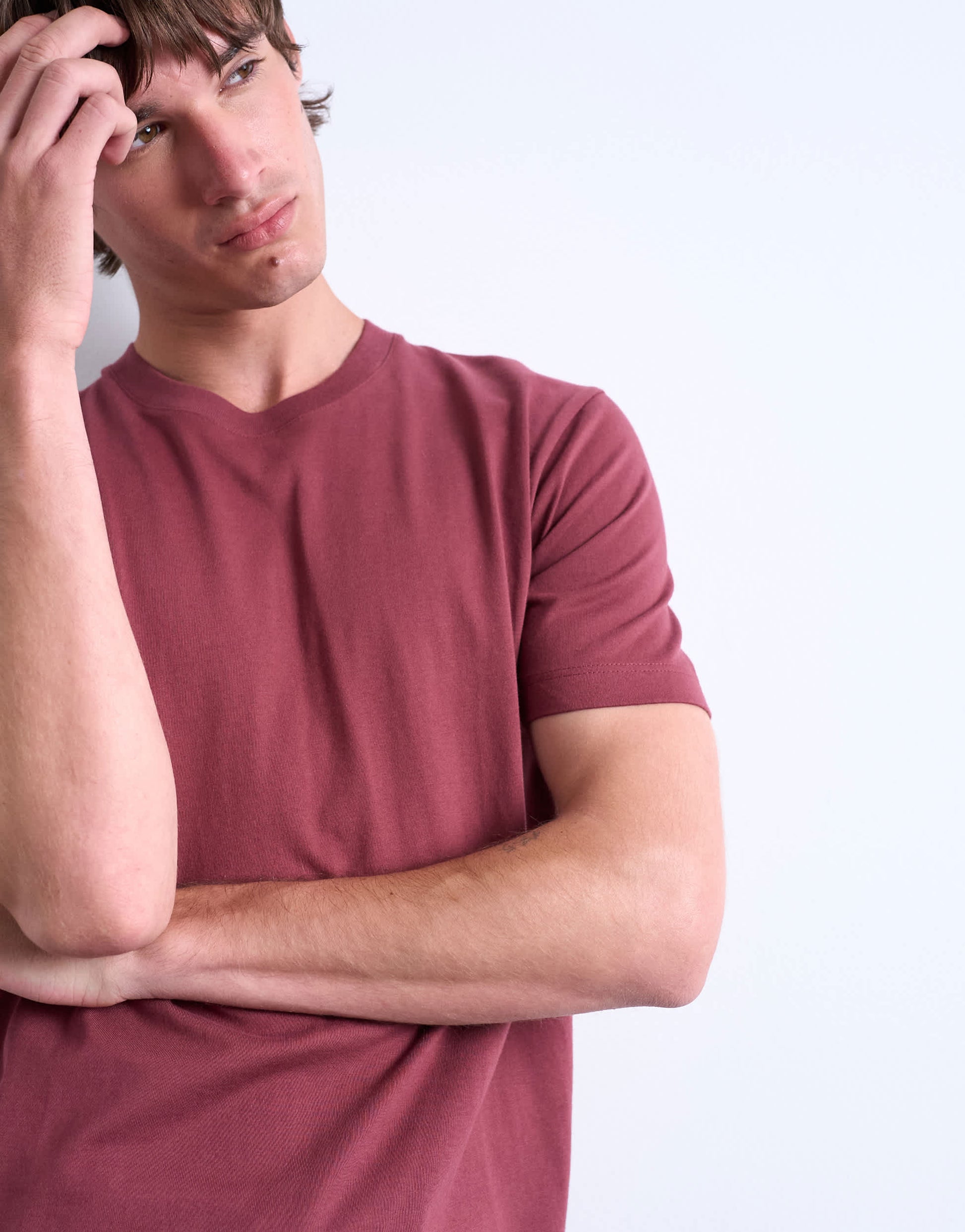Topman classic fit t-shirt in burgundy
