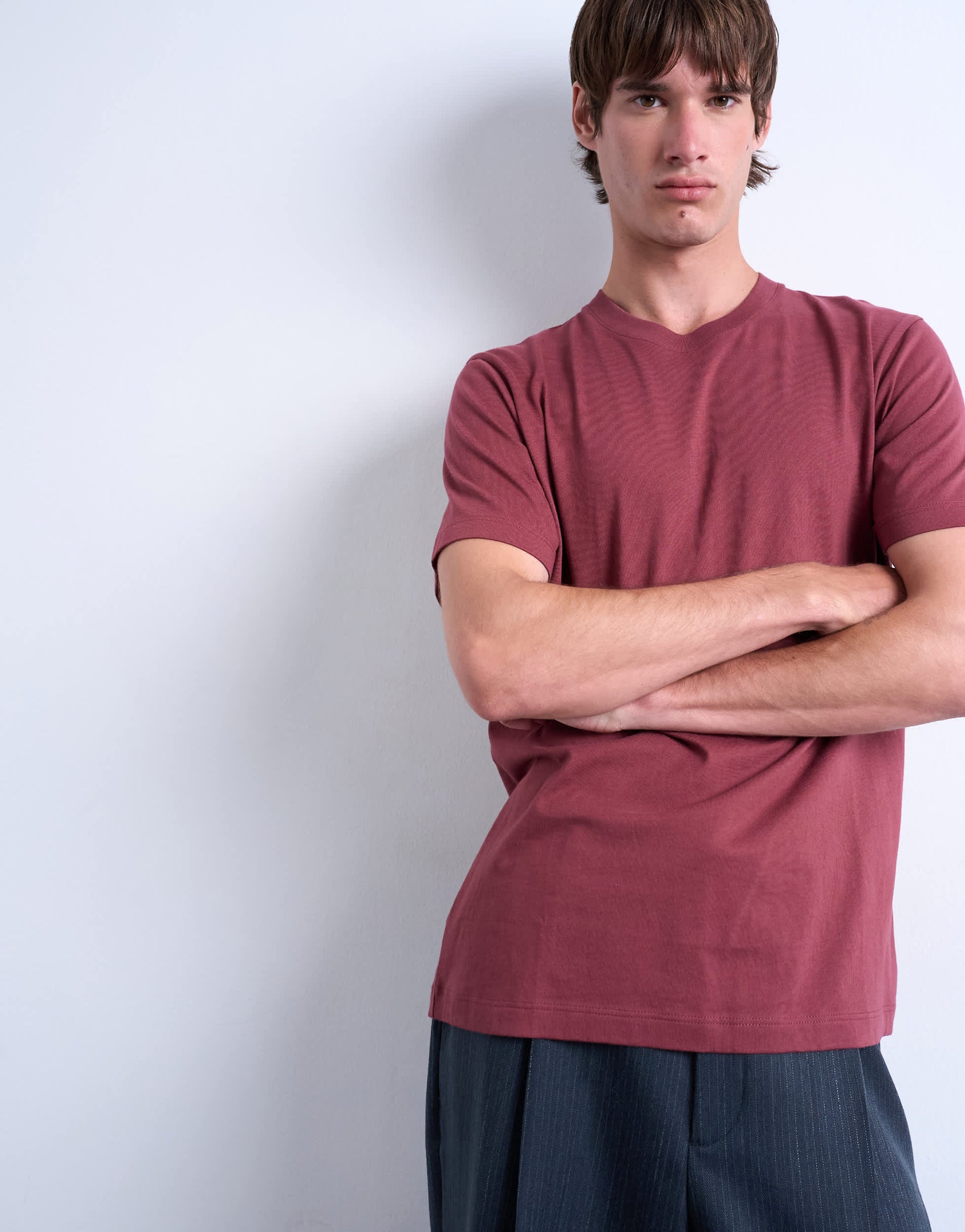 Topman classic fit t-shirt in burgundy