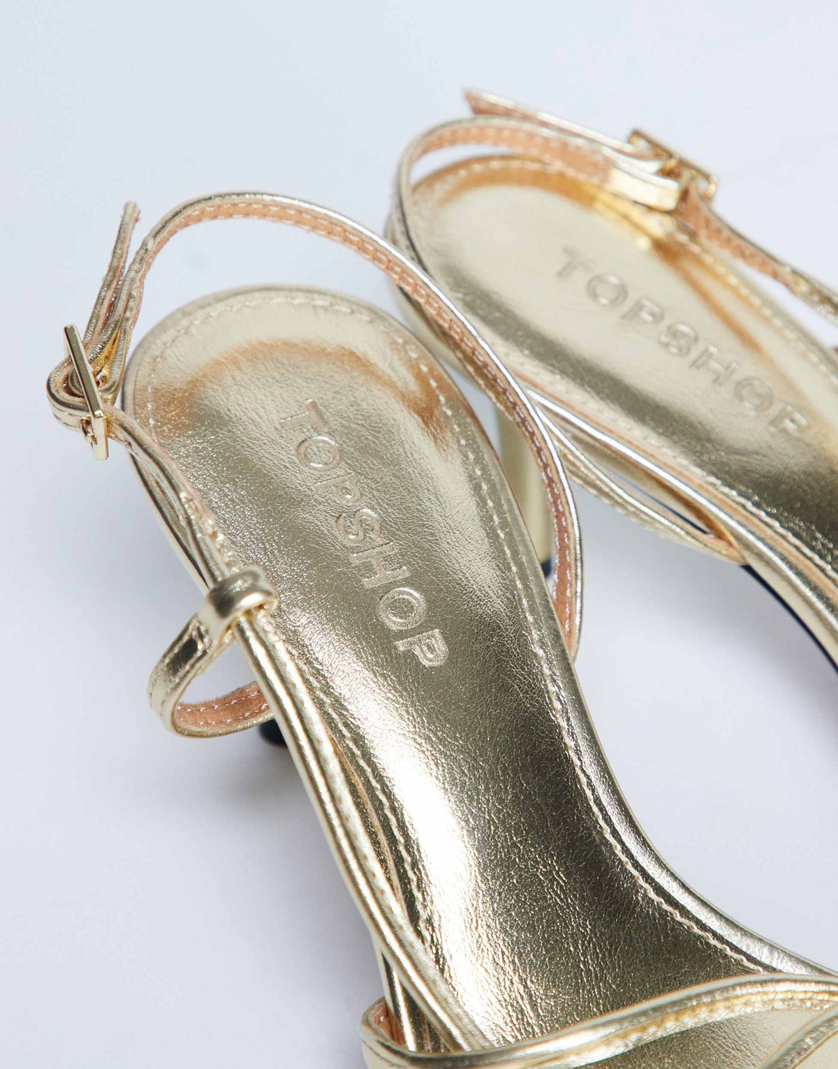 Topshop Amelia minimal mid heel sandal in gold