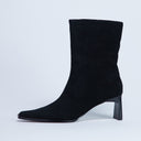 Topshop Nadie chisel toe heeled ankle boot in black suede