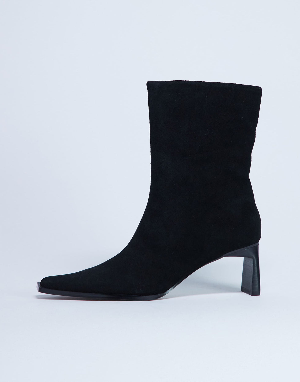 Topshop Nadie chisel toe heeled ankle boot in black suede