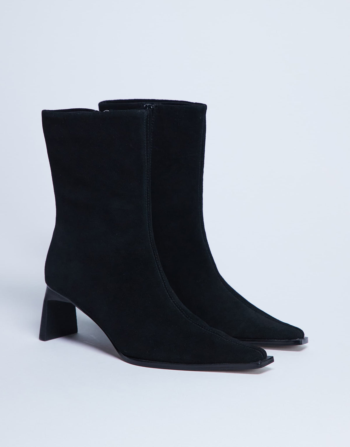 Topshop Nadie chisel toe heeled ankle boot in black suede