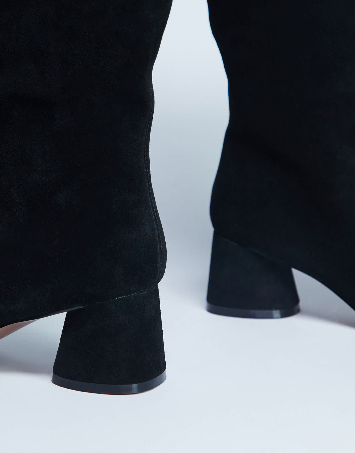 Topshop Thea real suede knee high block heel boot in black