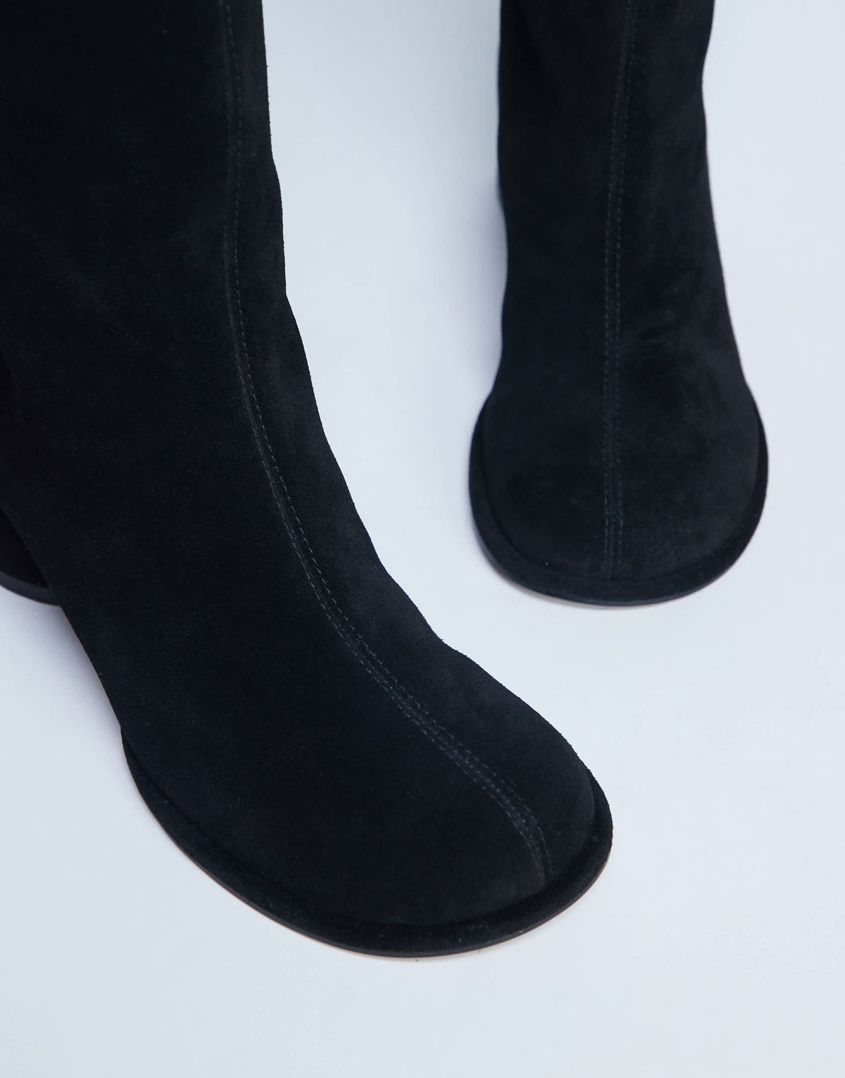 Topshop Thea real suede knee high block heel boot in black