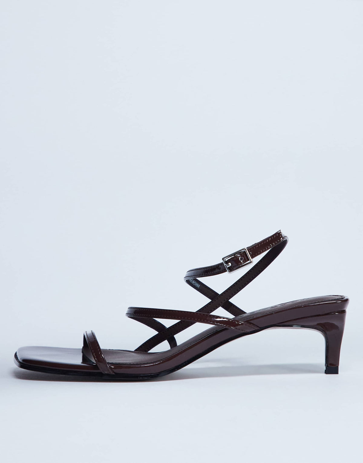 Topshop Autumn minimal mid heel sandal in chocolate