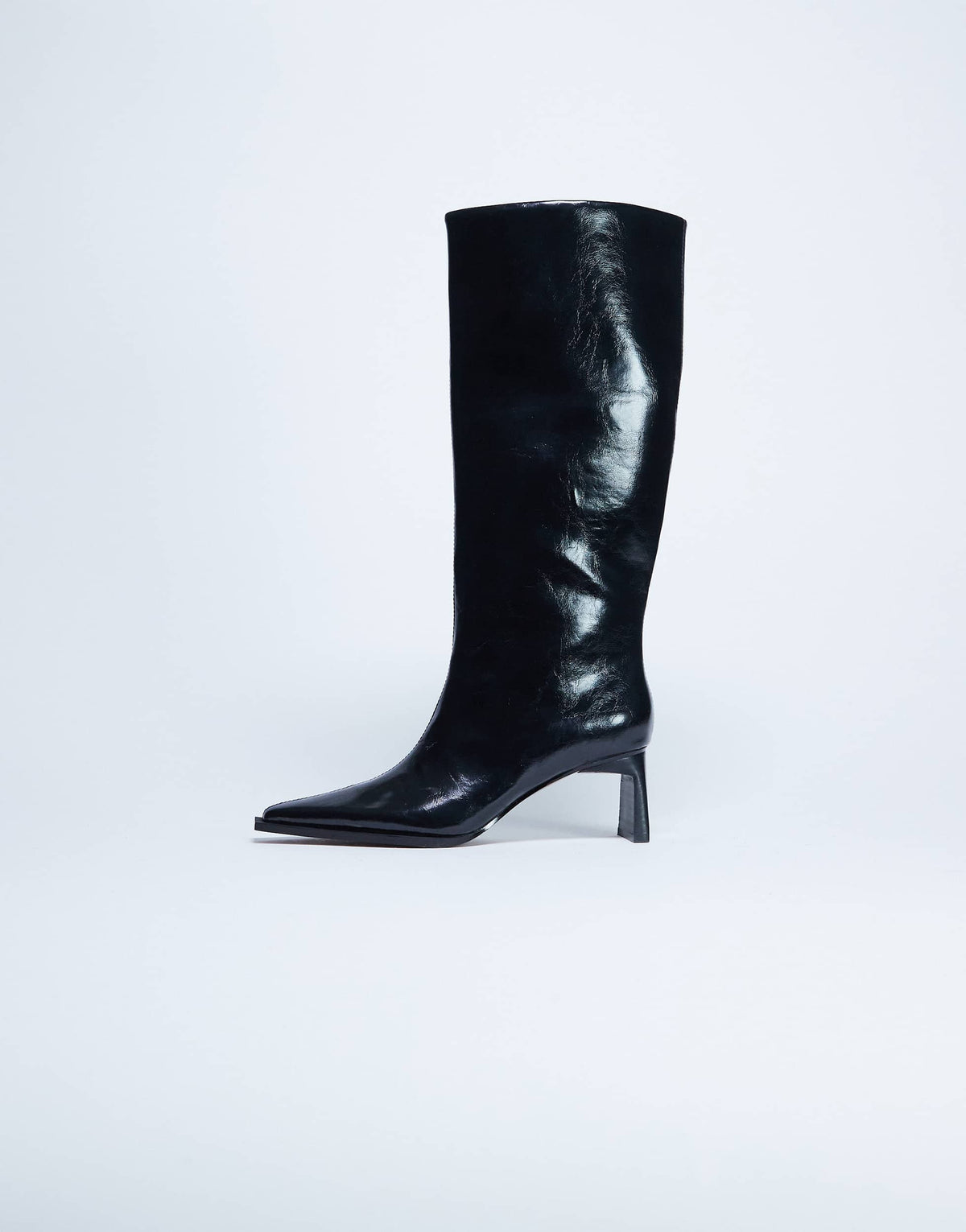 Topshop Talia chisel toe knee high boot in black