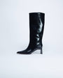 Topshop Talia chisel toe knee high boot in black