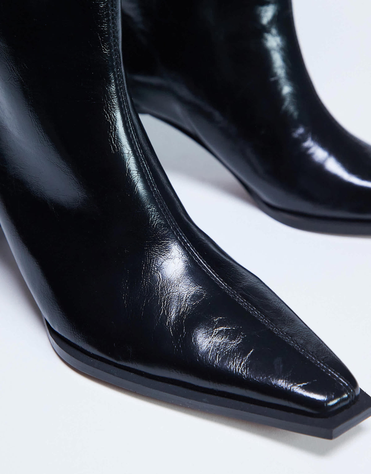 Topshop Talia chisel toe knee high boot in black
