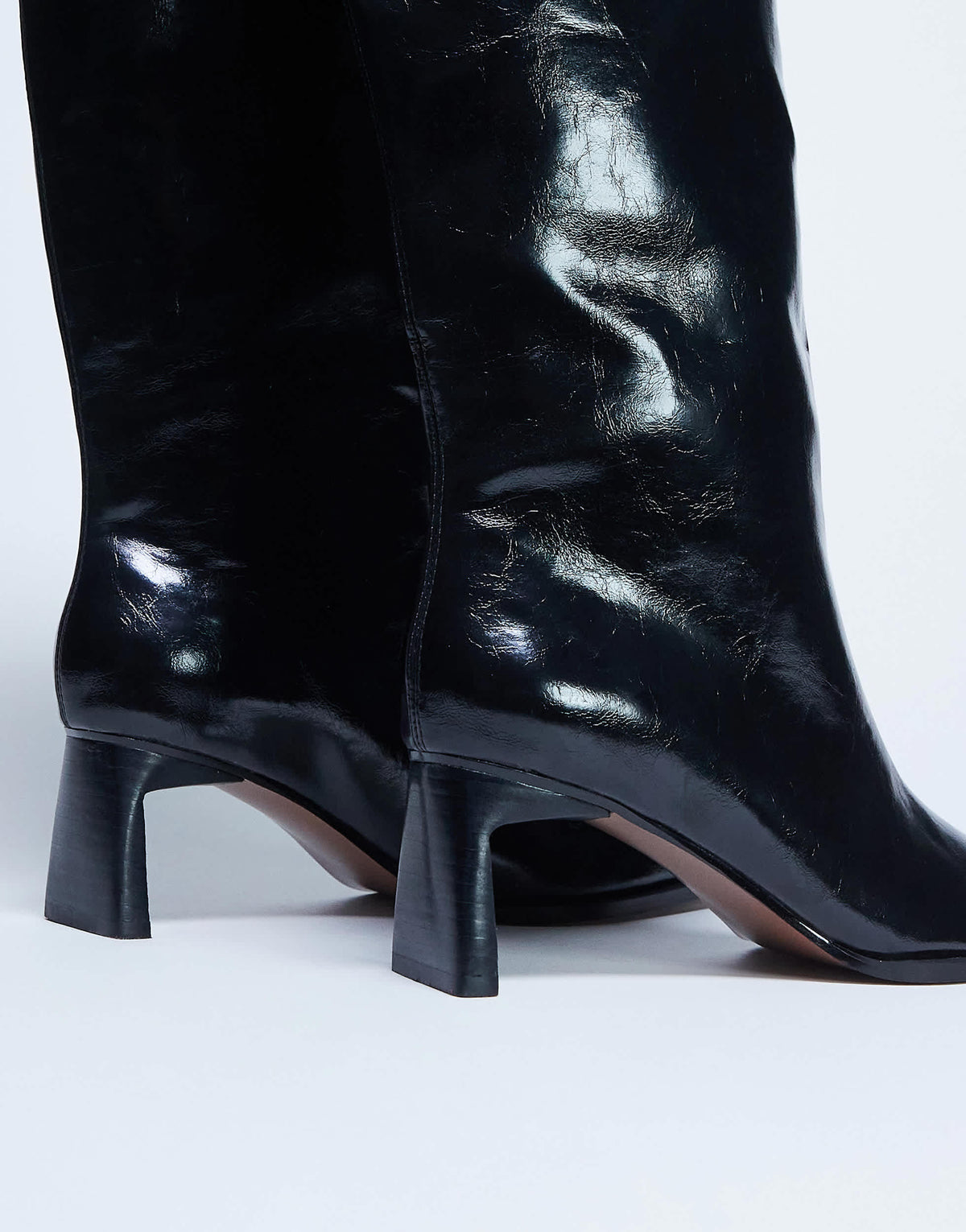 Topshop Talia chisel toe knee high boot in black