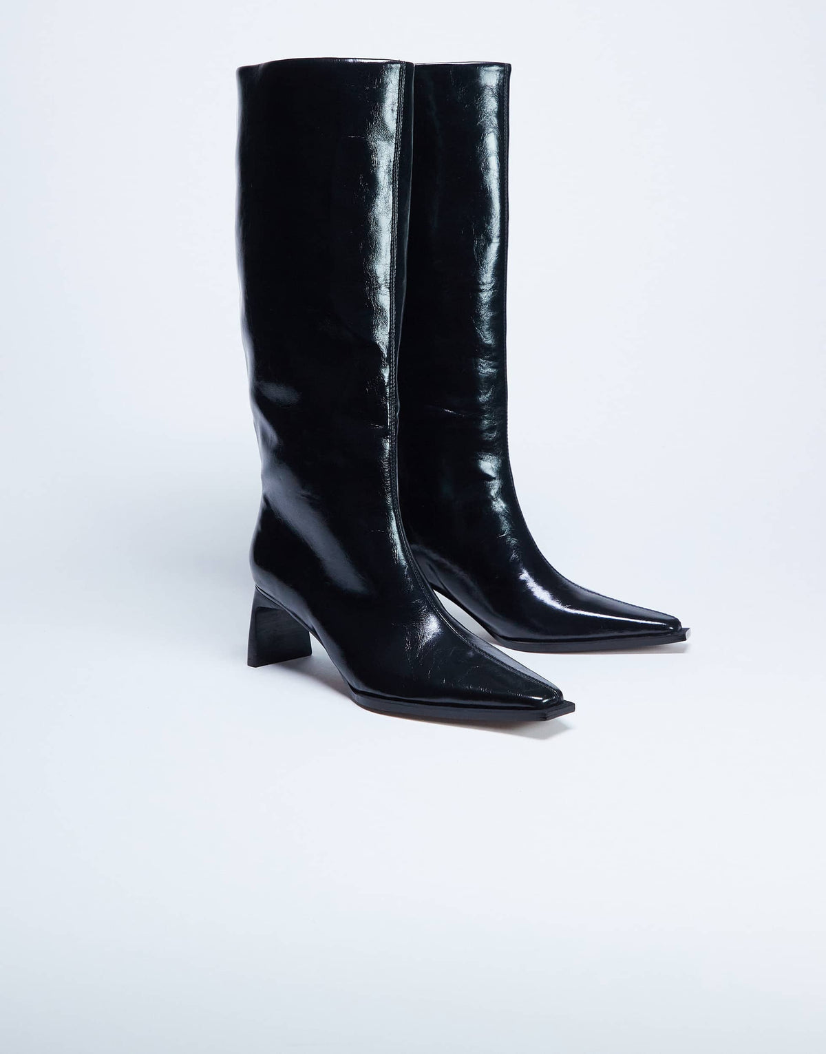 Topshop Talia chisel toe knee high boot in black