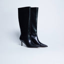 Topshop Tori knee high point toe boot in black