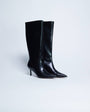 Topshop Tori knee high point toe boot in black
