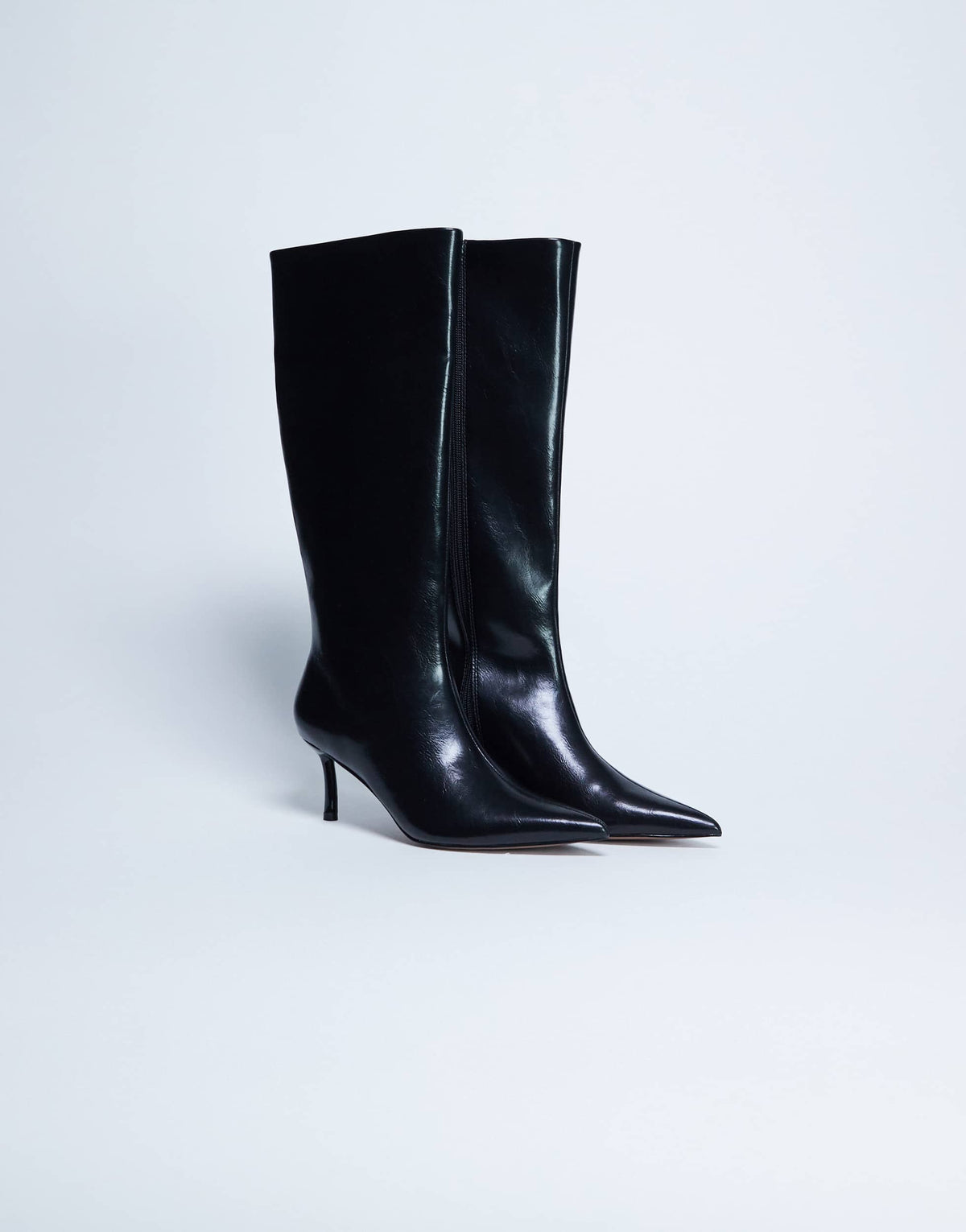 Topshop Tori knee high point toe boot in black