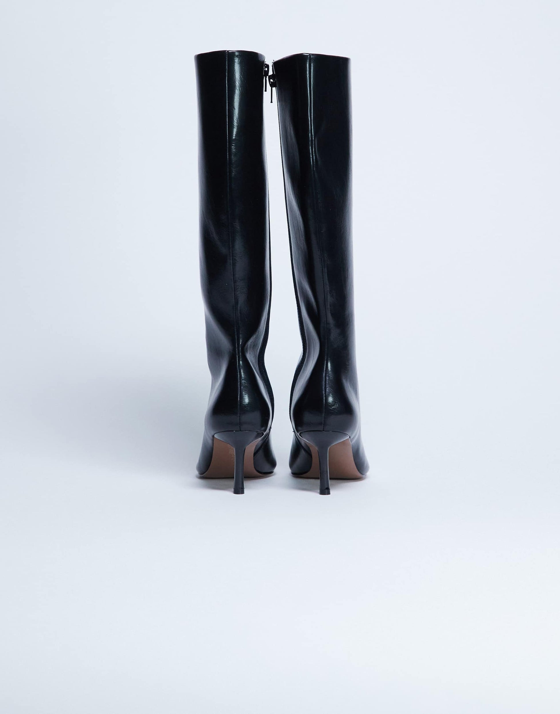 Topshop Tori knee high point toe boot in black