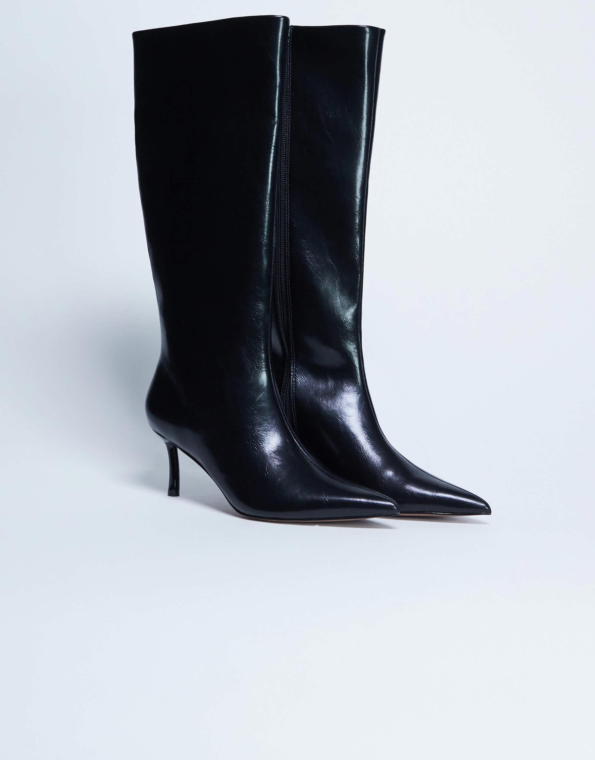 Topshop Tori knee high point toe boot in black