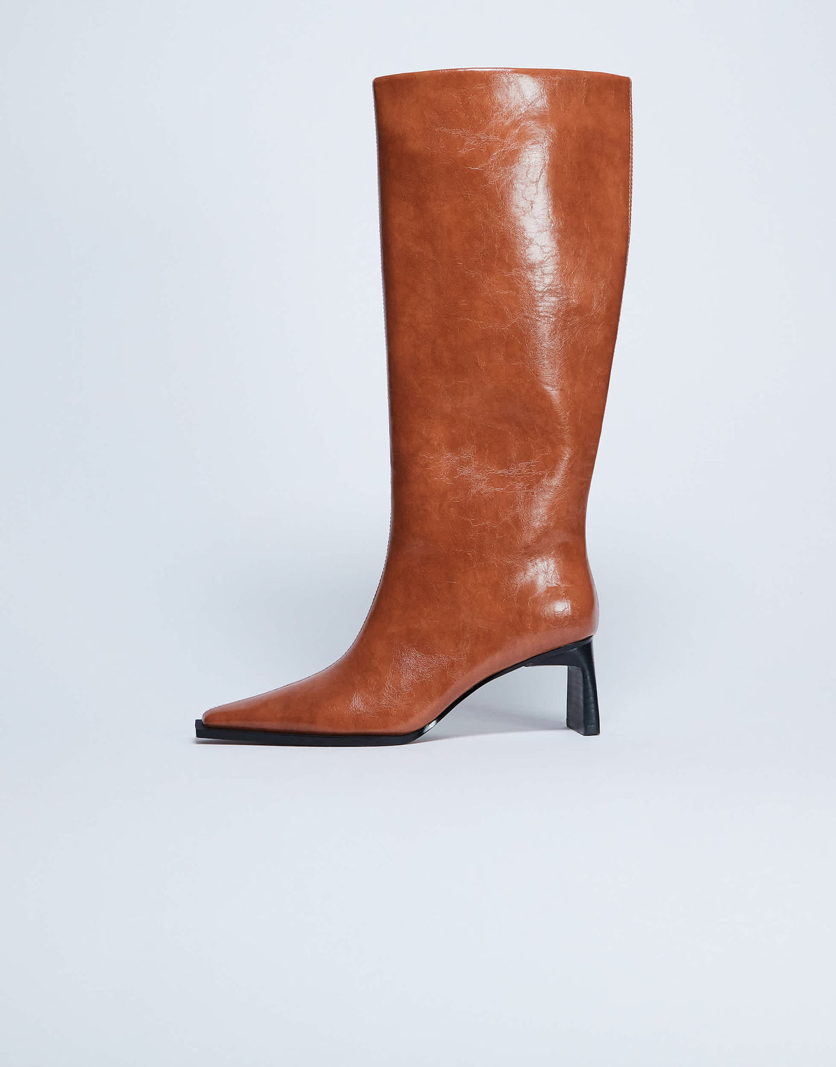 Topshop Talia chisel toe knee high boot in tan