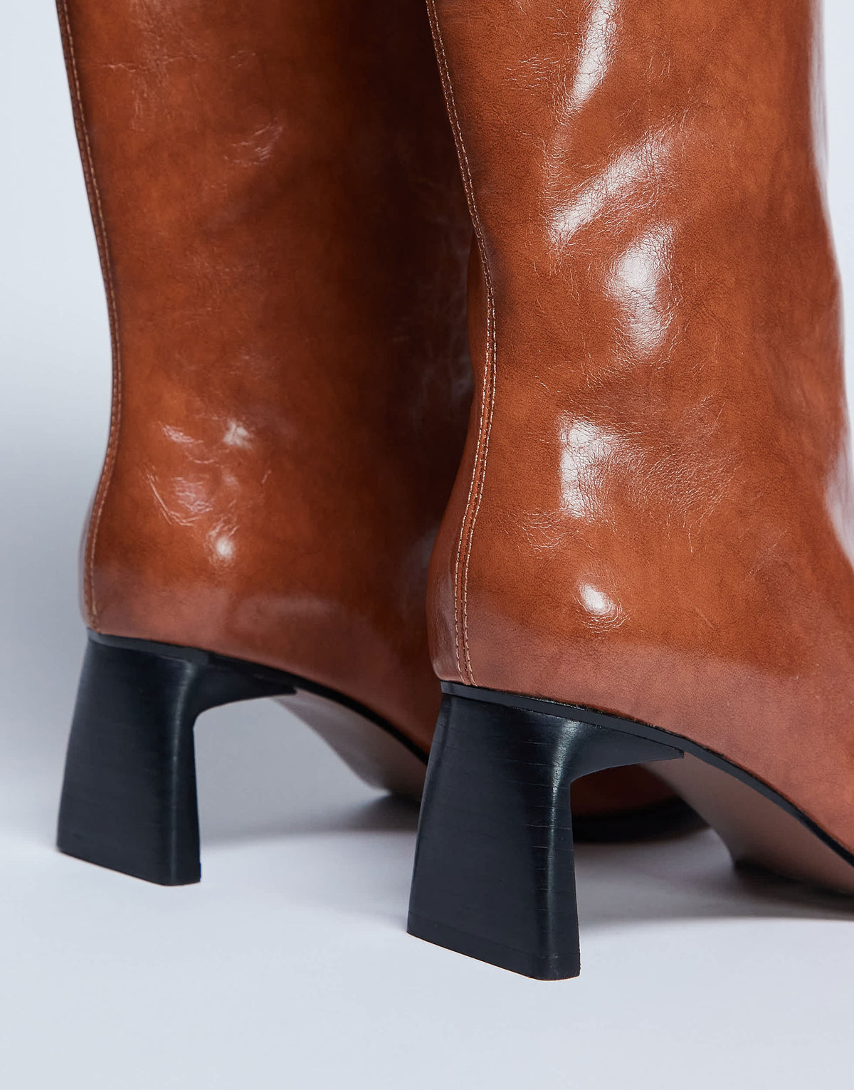 Topshop Talia chisel toe knee high boot in tan