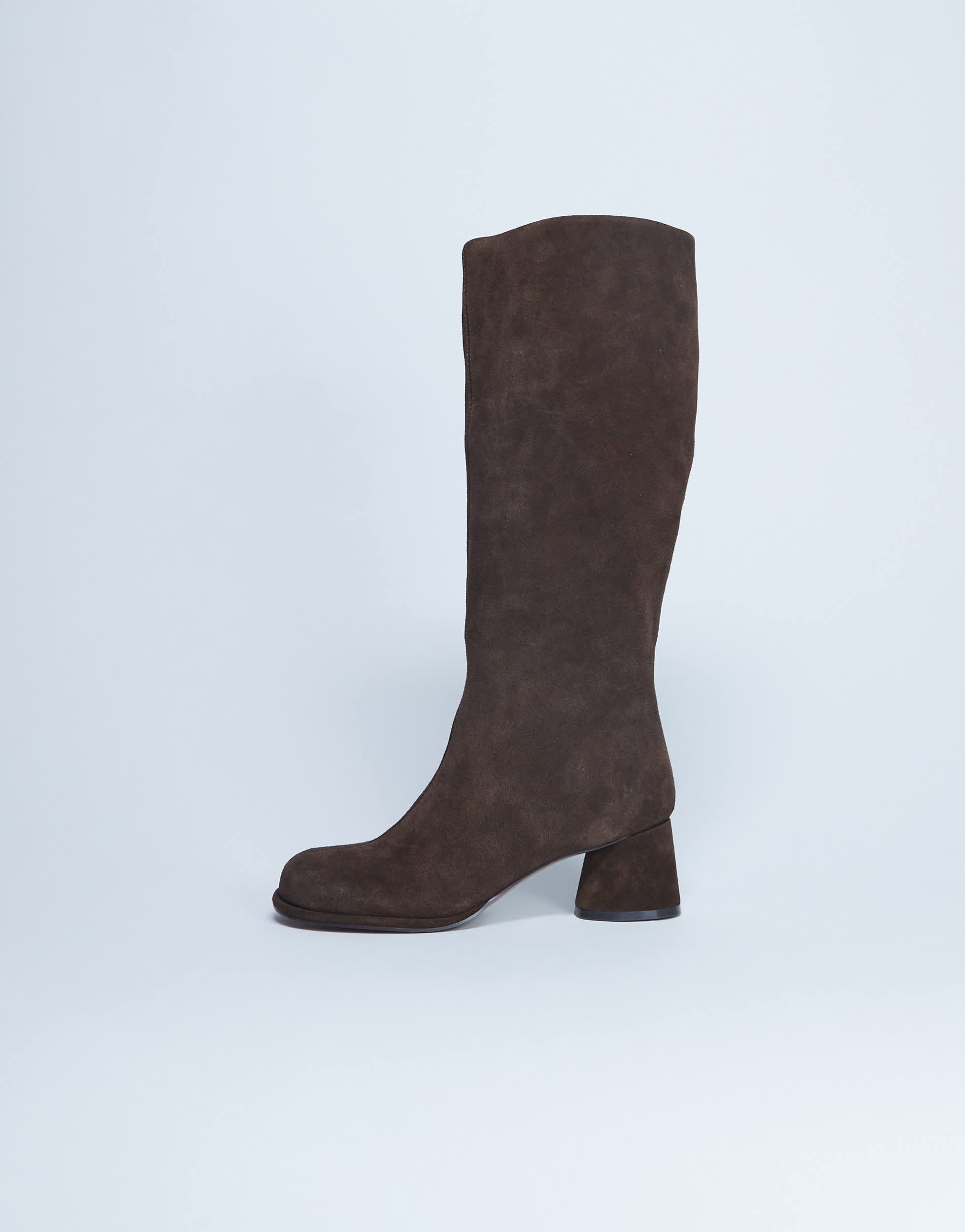 Topshop Thea : cuissardes en daim véritable montant jusqu'aux genoux, à talons carrés, couleur chocolat
