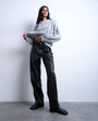 Topshop faux leather cinch trouser in black
