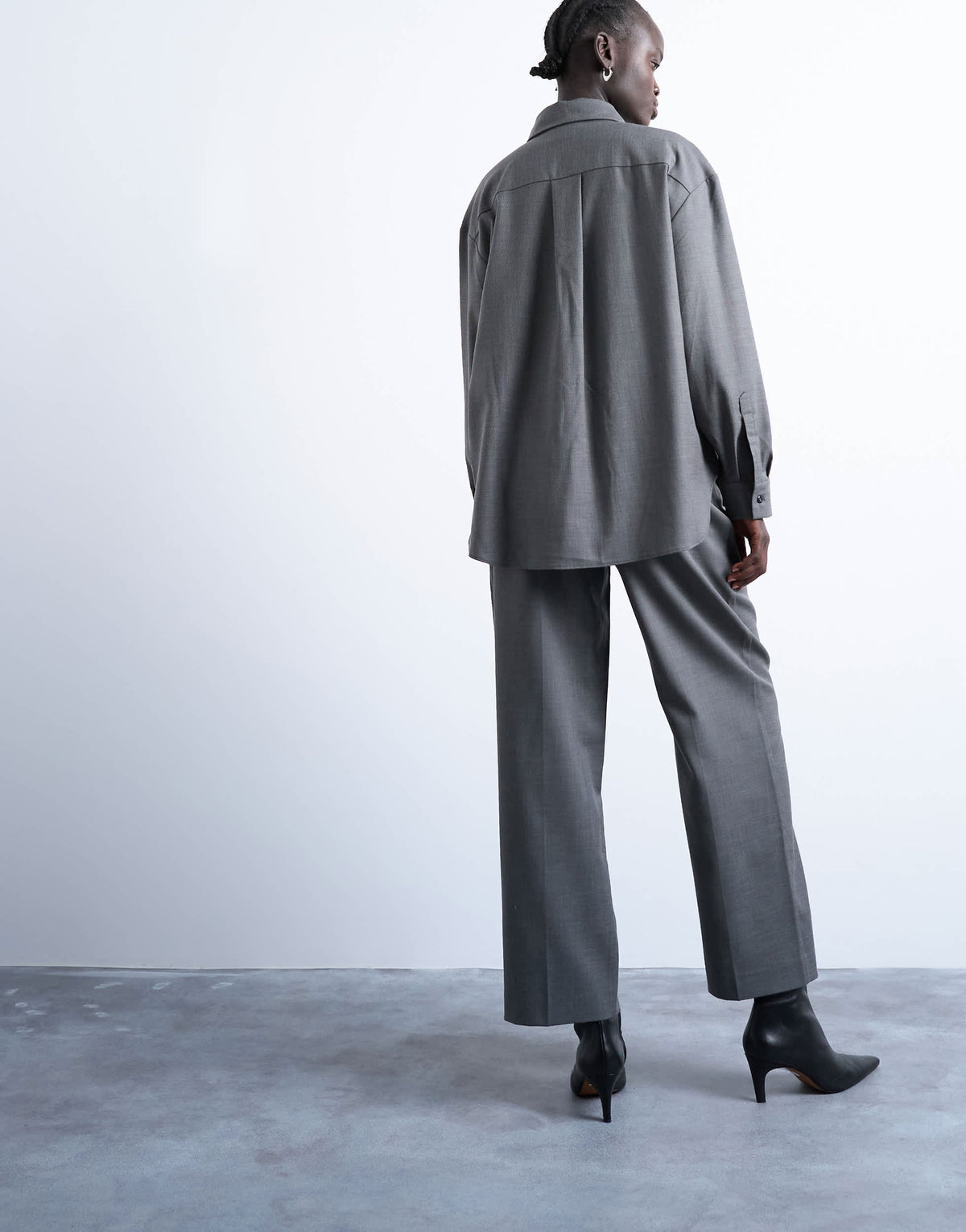 Topshop co ord pleated slouchy trouser in grey