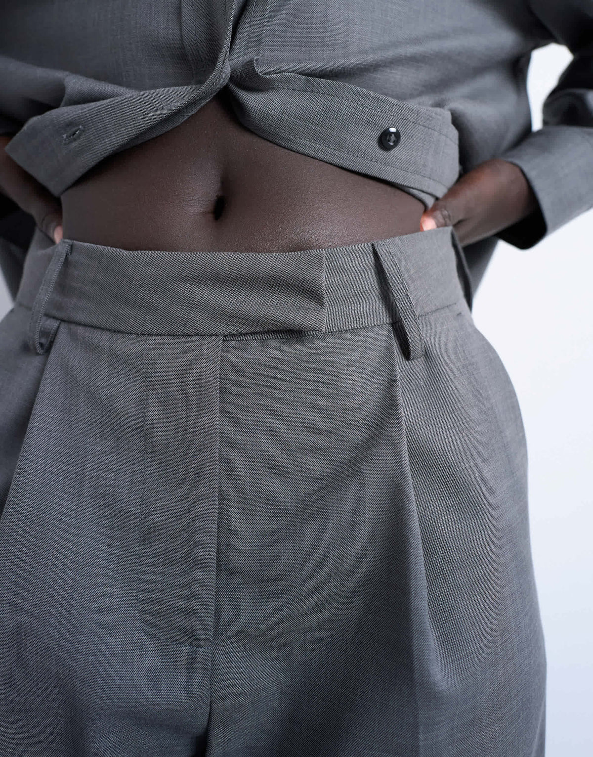 Topshop co ord pleated slouchy trouser in grey