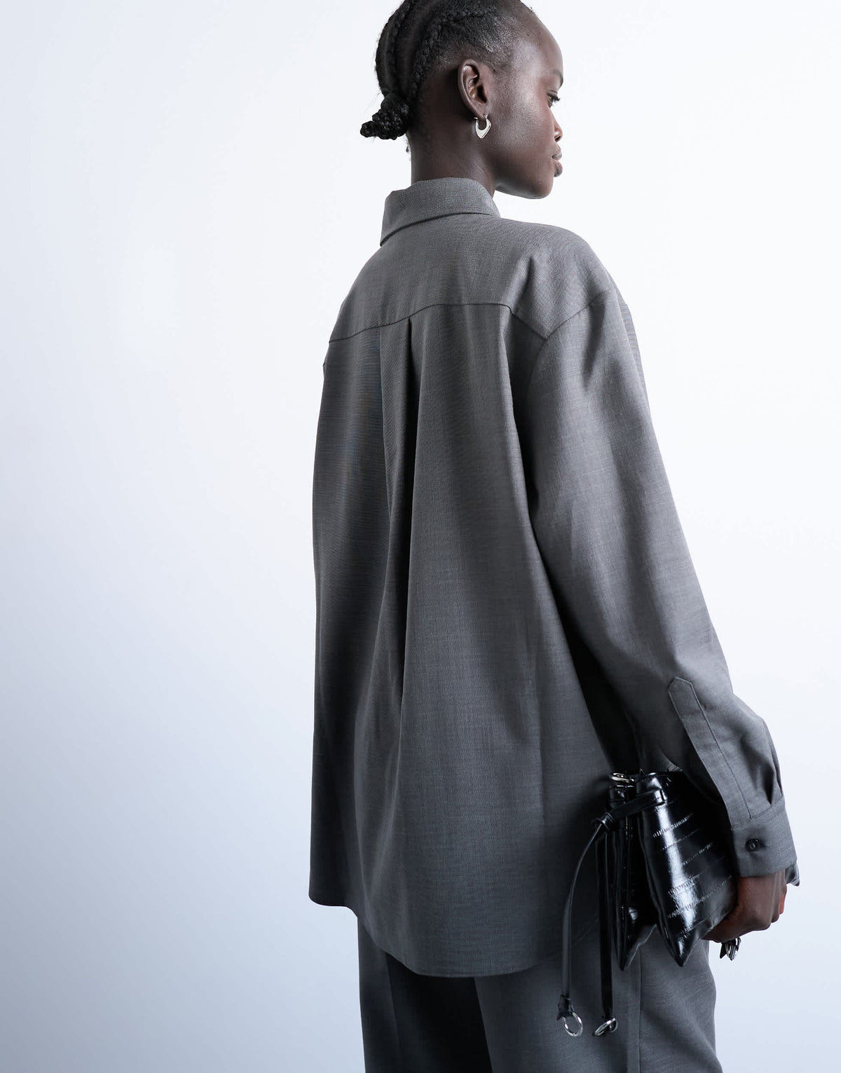 Topshop co ord oversized asymmetric tailored shirt in grey