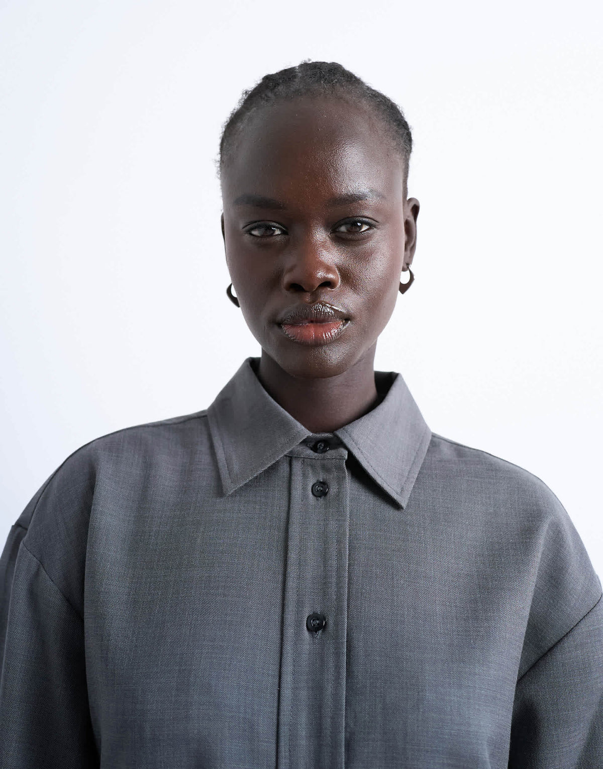 Topshop co ord oversized asymmetric tailored shirt in grey