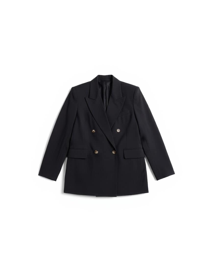 Topshop co ord double breasted subtle pinstripe oversized blazer in dark chocolate
