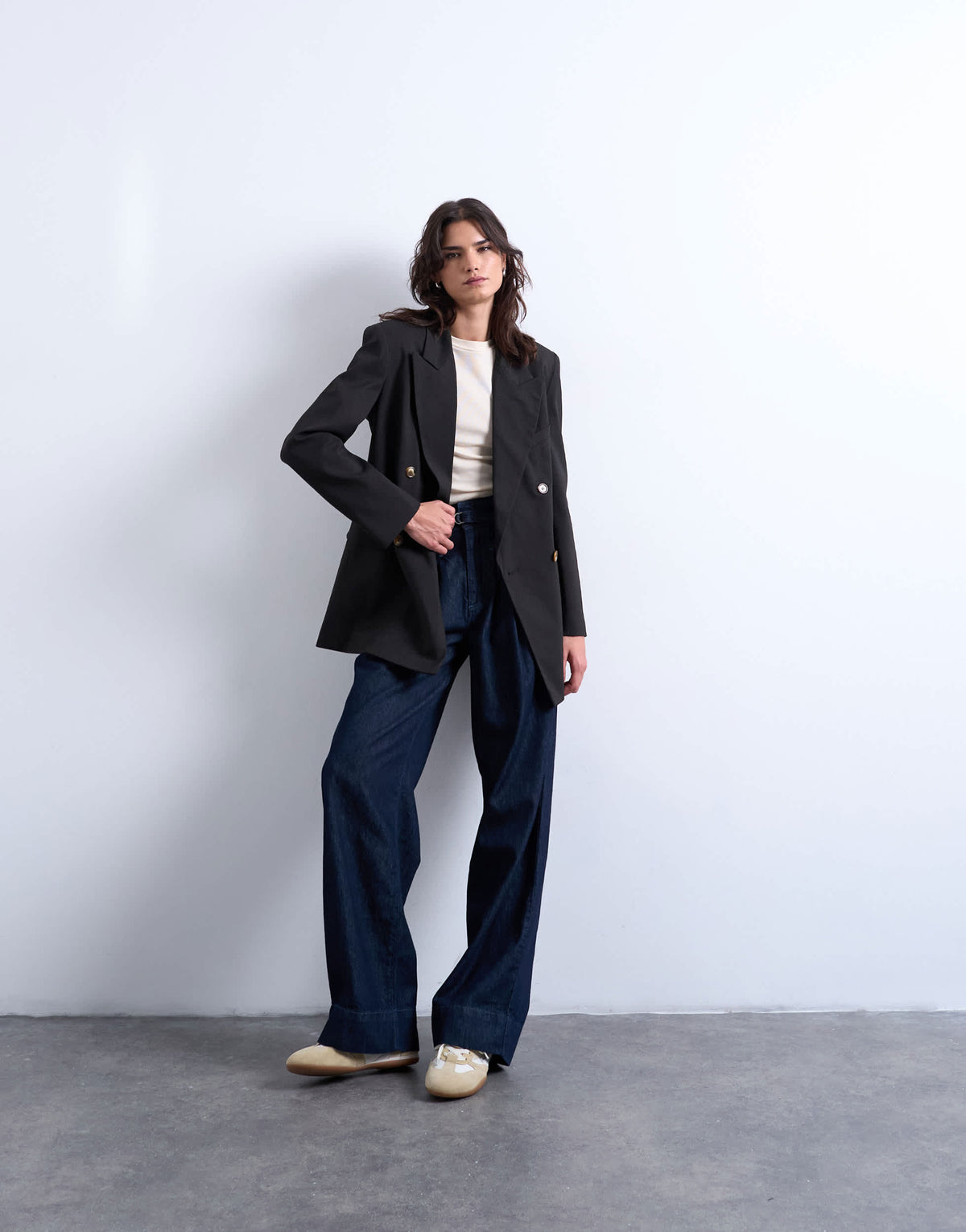 Topshop co ord double breasted subtle pinstripe oversized blazer in dark chocolate