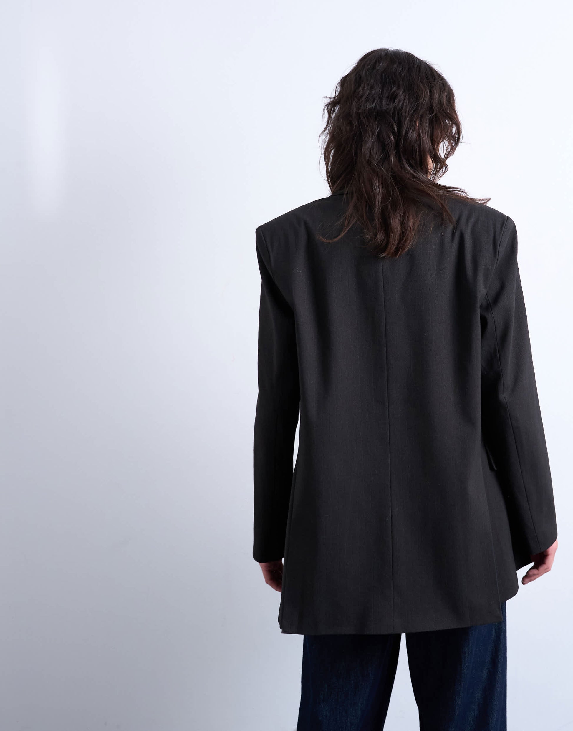Topshop co ord double breasted subtle pinstripe oversized blazer in dark chocolate